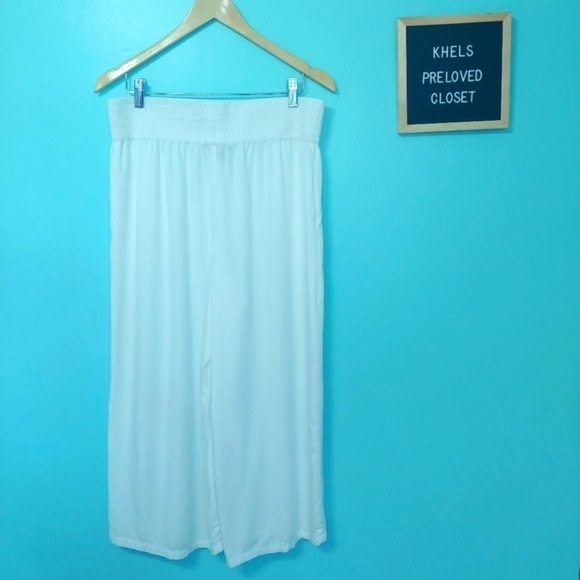 SAKS Fifth Avenue Women's Wide-Leg Smocked Culottes in White - Picture 2 of 12